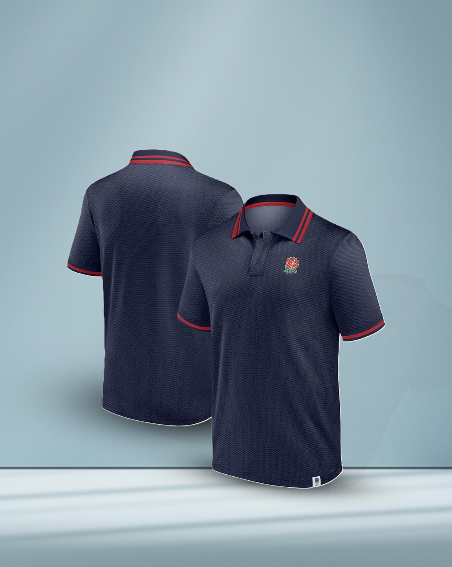 Official England Rugby Men's Navy Performance Polo Shirt - Textured Fundamentals Collection