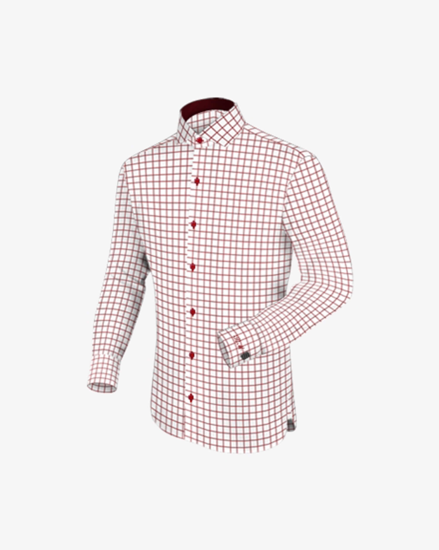 Men's Red & White Checkered Dress Shirt - Slim Fit Long Sleeve