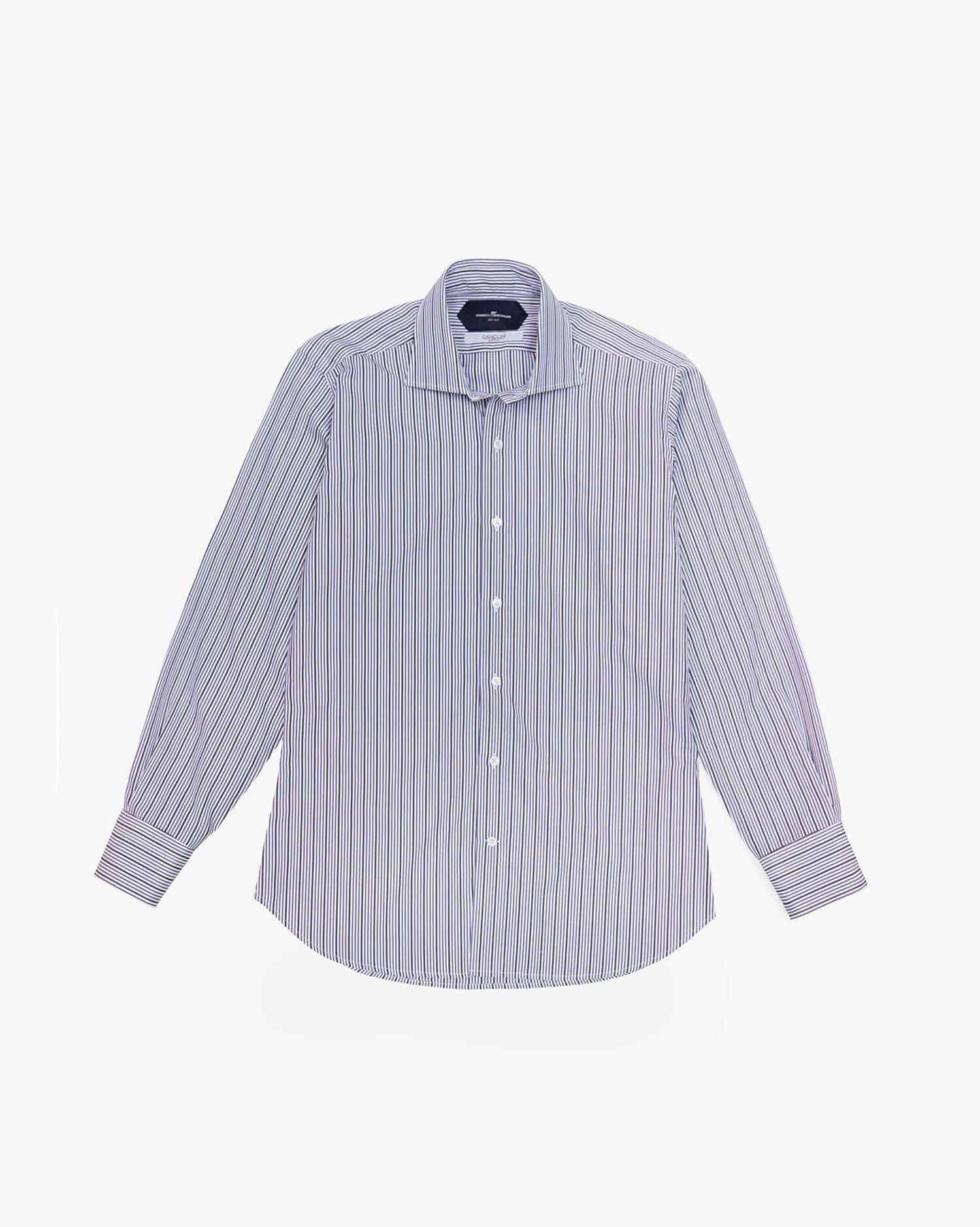 Men's Blue Striped Formal Shirt - Long Sleeve Dress Shirt