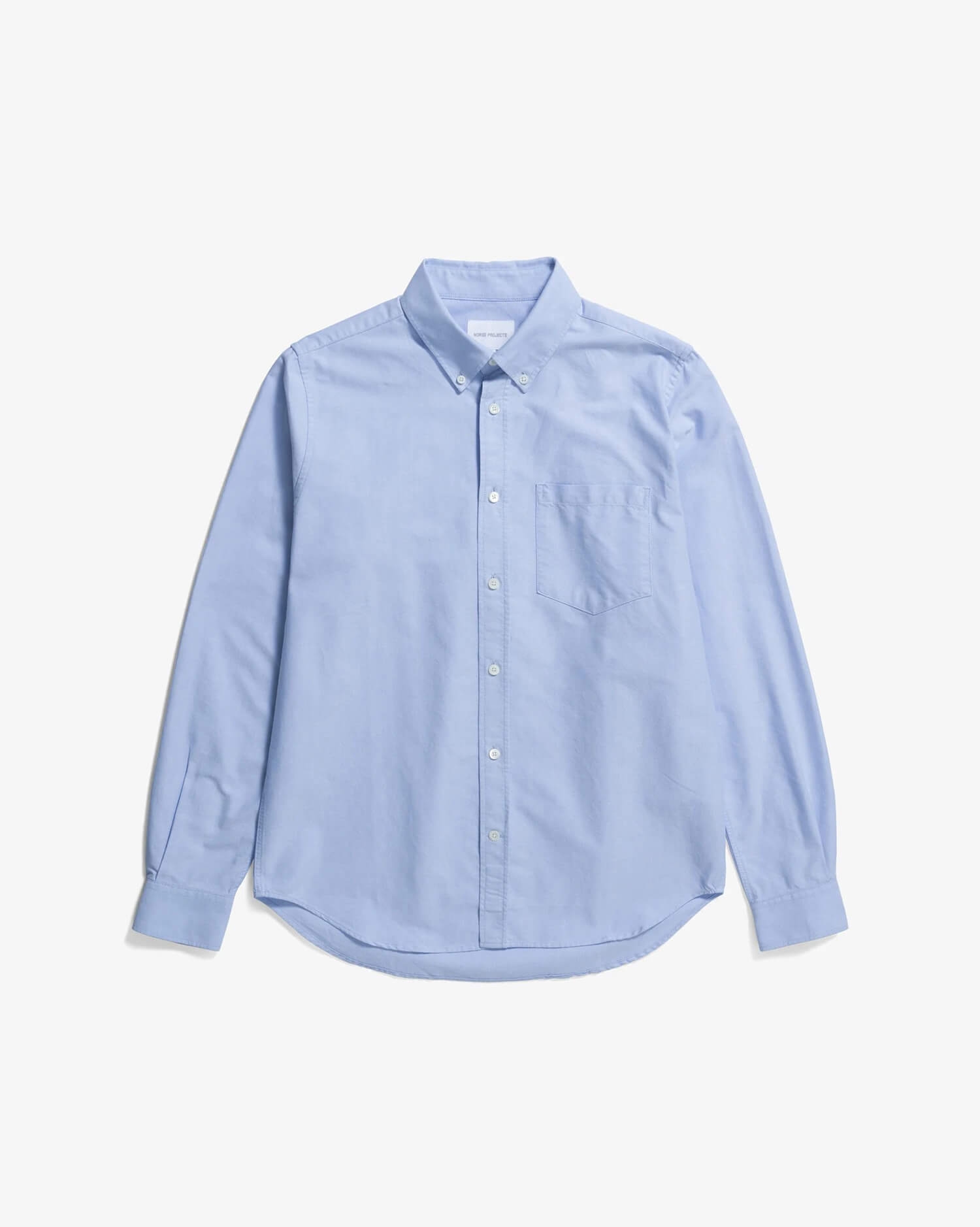 Men's Light Blue Long Sleeve Button-Down Casual Shirt with Chest Pocket