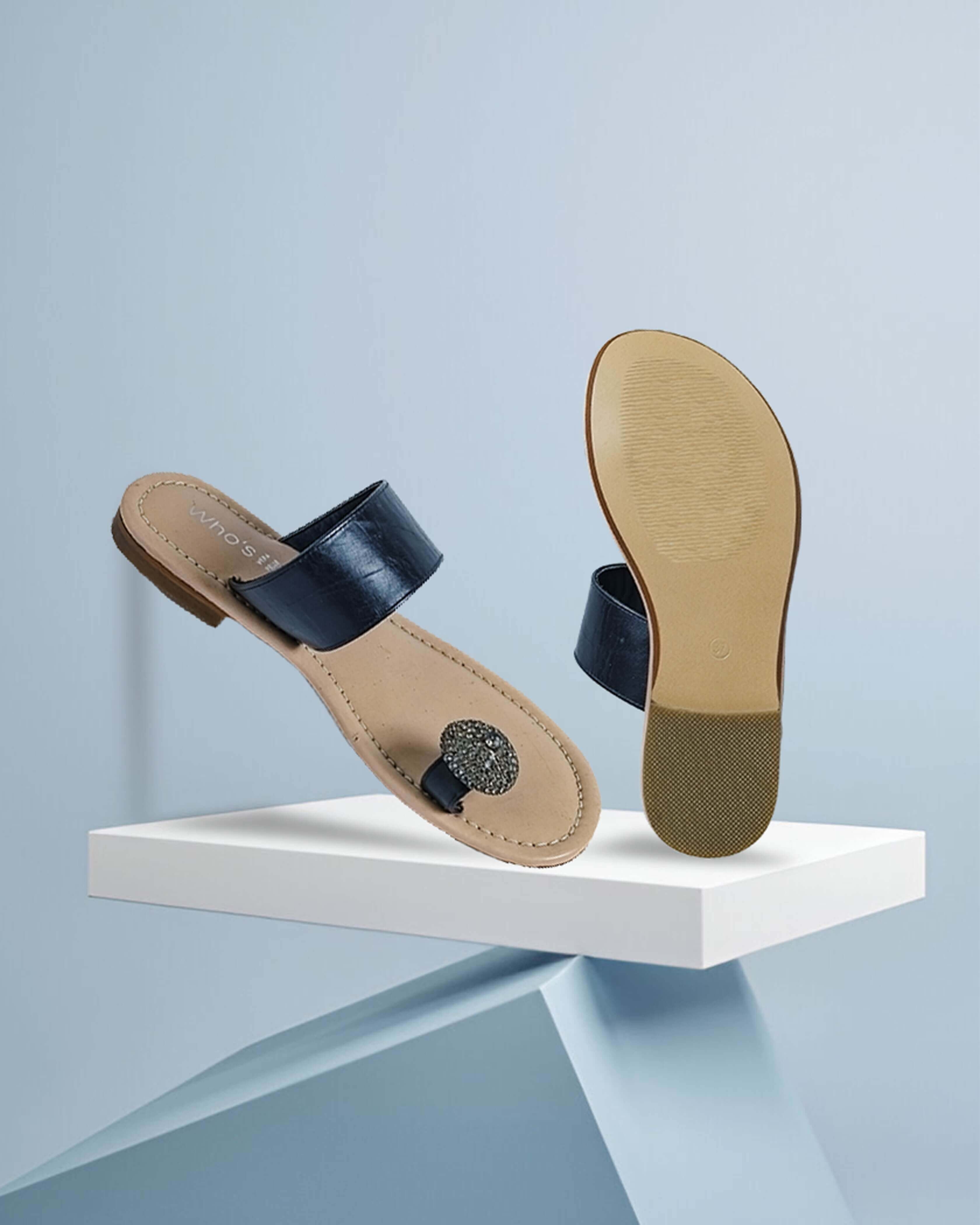 Stylish Toe Ring Sandals with Rhinestones- premium quality and comfort