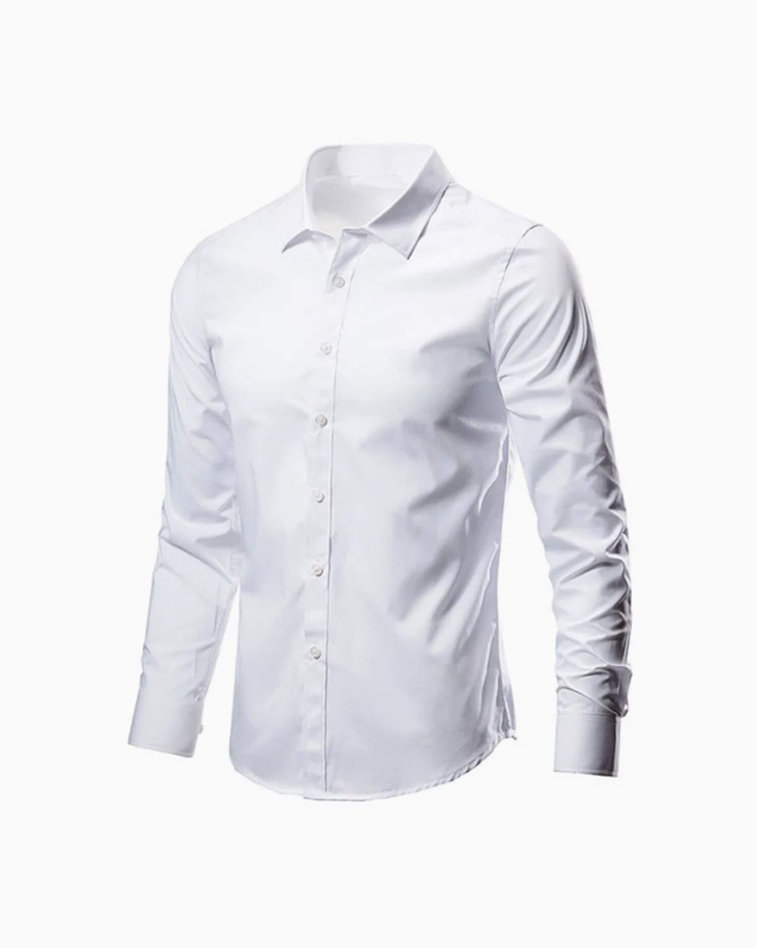 Men's Classic White Dress Shirt - Long Sleeve Formal Shirt