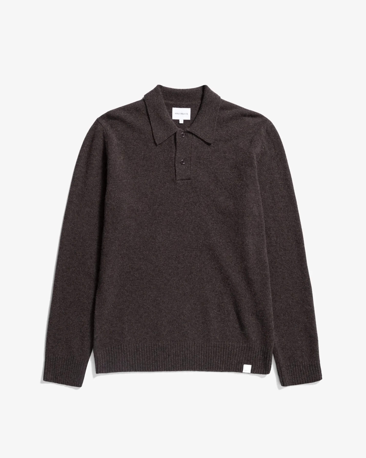 Men's Dark Brown Long Sleeve Knit Polo Sweater – Classic Minimalist Fit