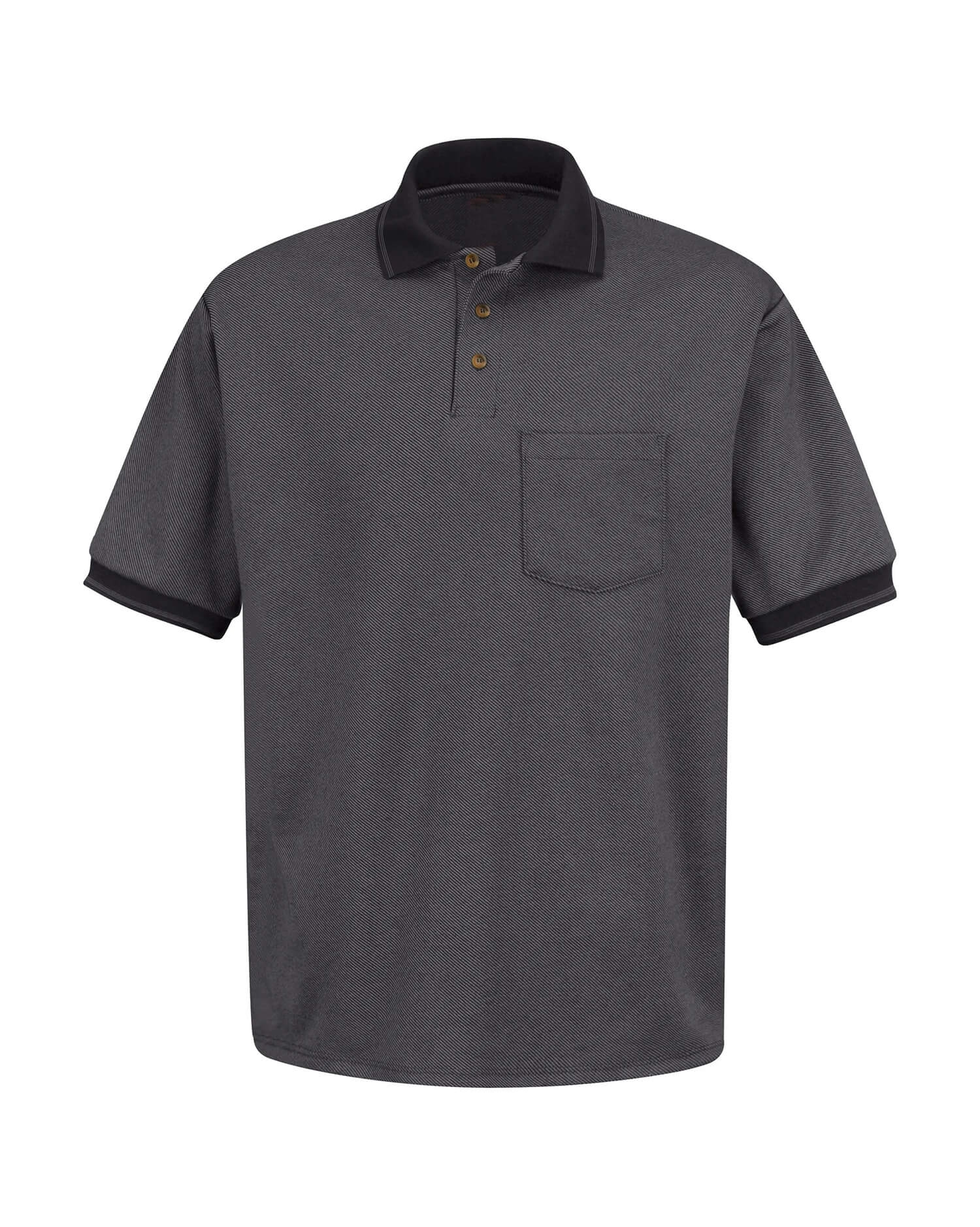Men's Charcoal Grey Performance Polo Shirt - Contrast Collar & Chest Pocket