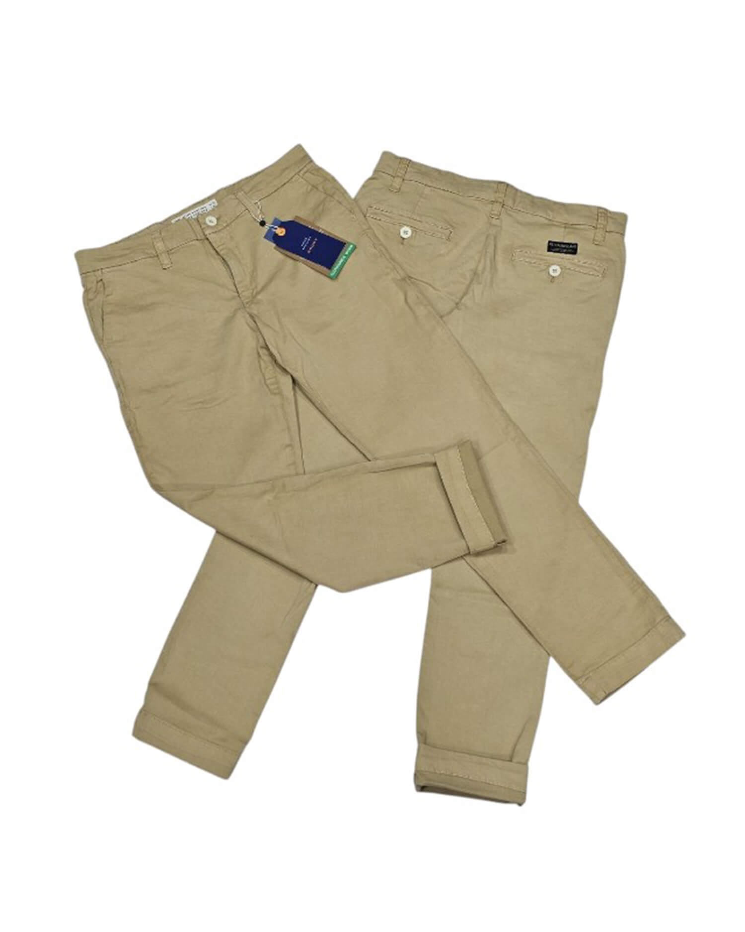 Men's Khaki Flat Front Chinos - Versatile Cotton Twill Pants