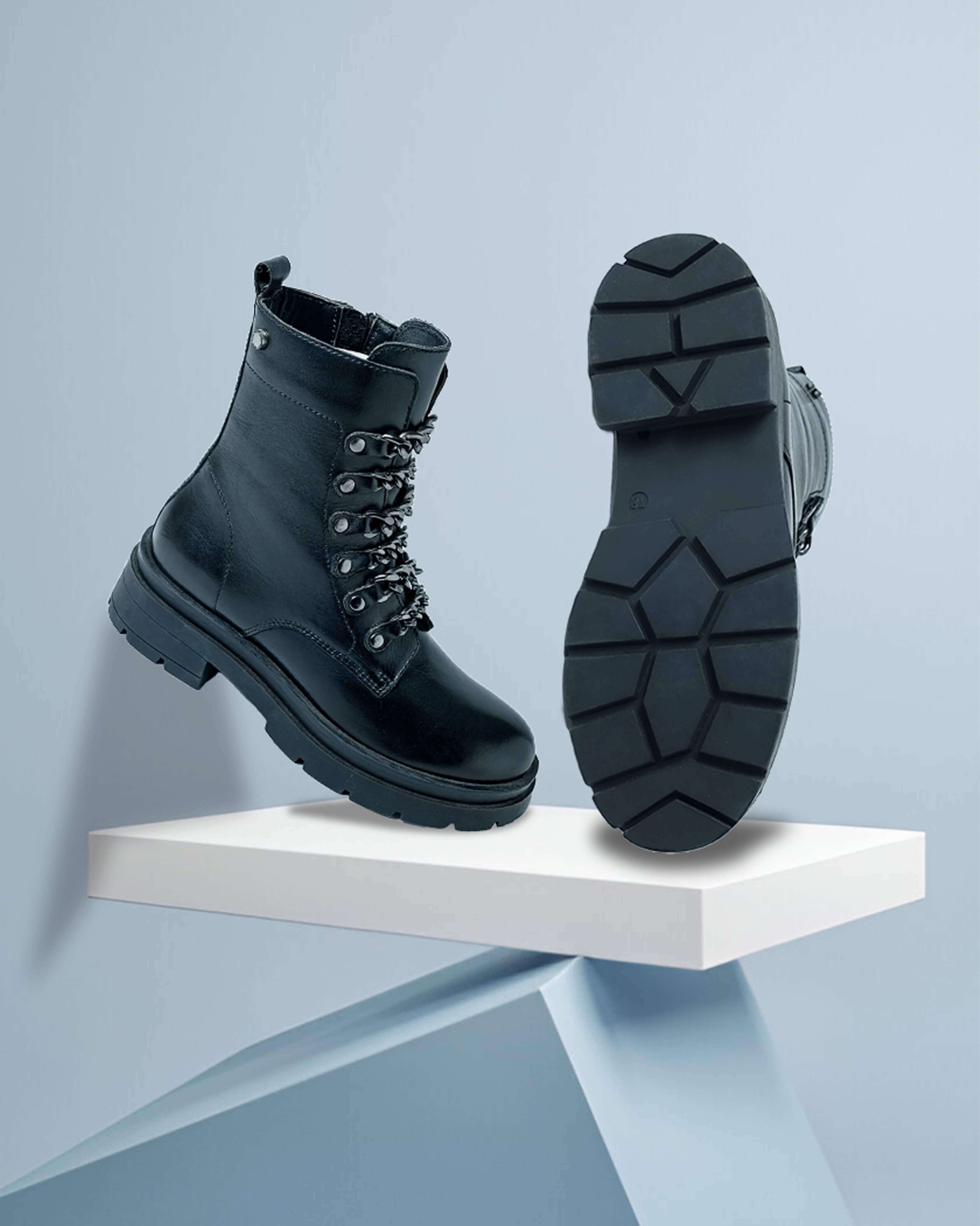 Stylish Black Lace-Up Boots- with premium design and quality