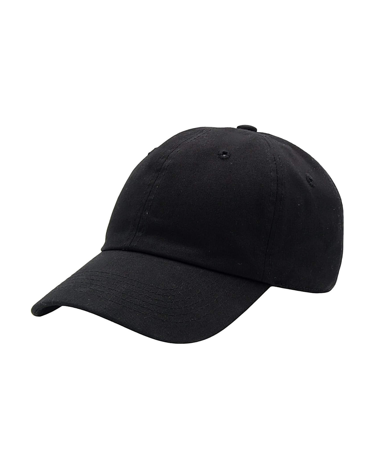 Black Cotton Twill Baseball Cap - Classic Design