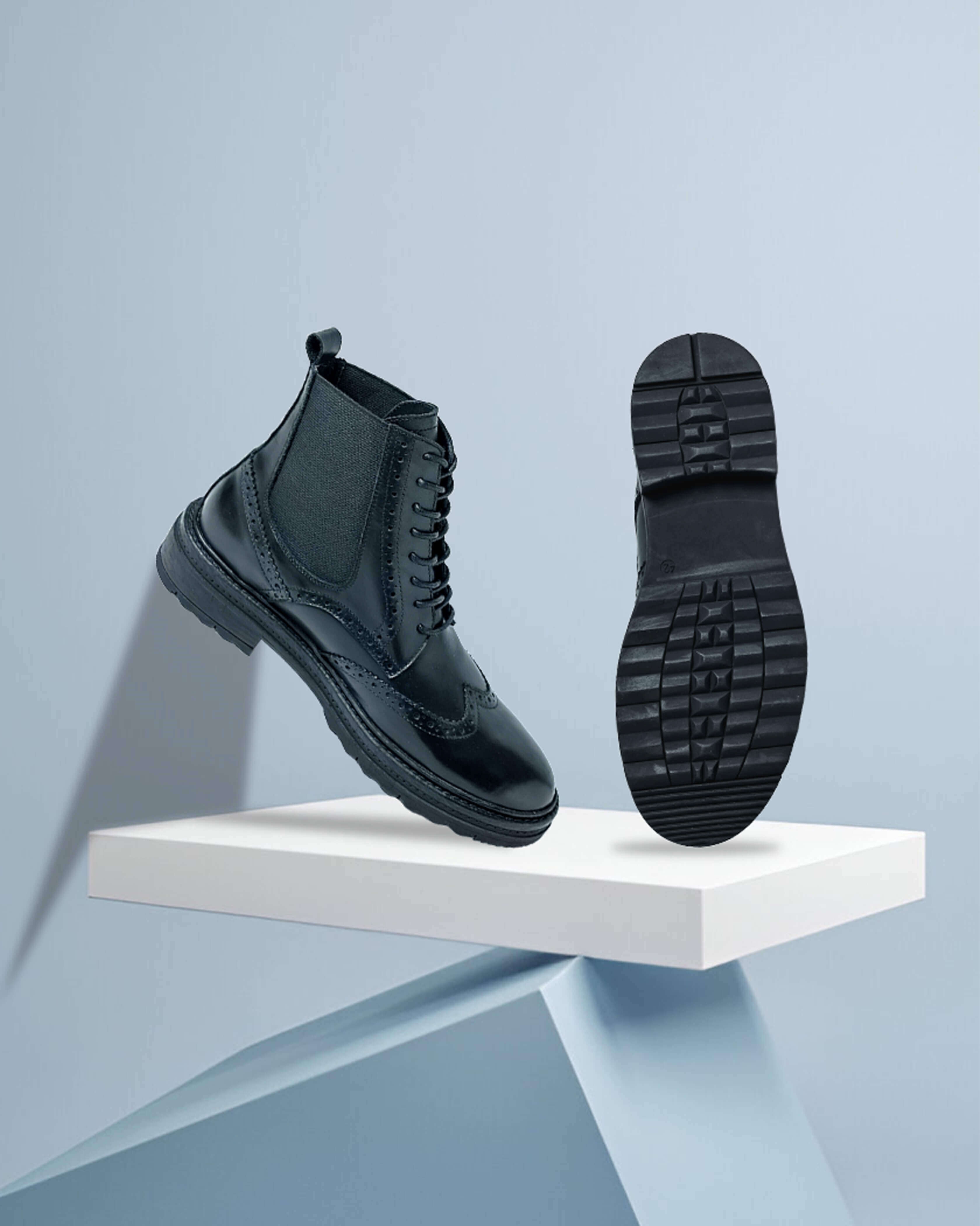 Stylish Black Lace-Up Boots-elegant design with premium quality