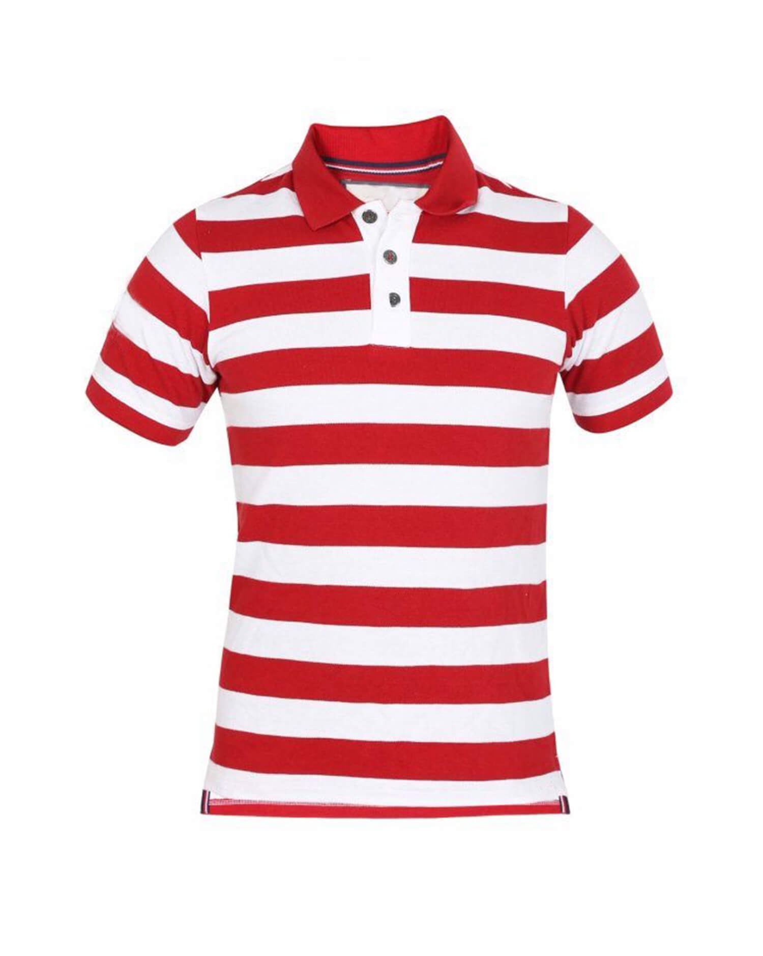 Men's Striped Polo Shirt - with classic white & Red combination