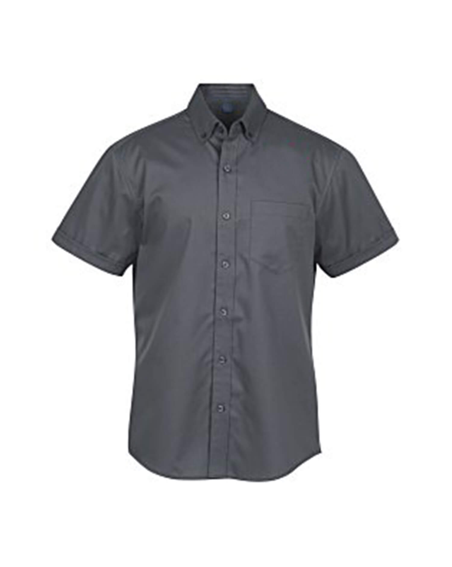 Men's Dark Grey Short-Sleeved Button-Down Shirt - with modern classical look