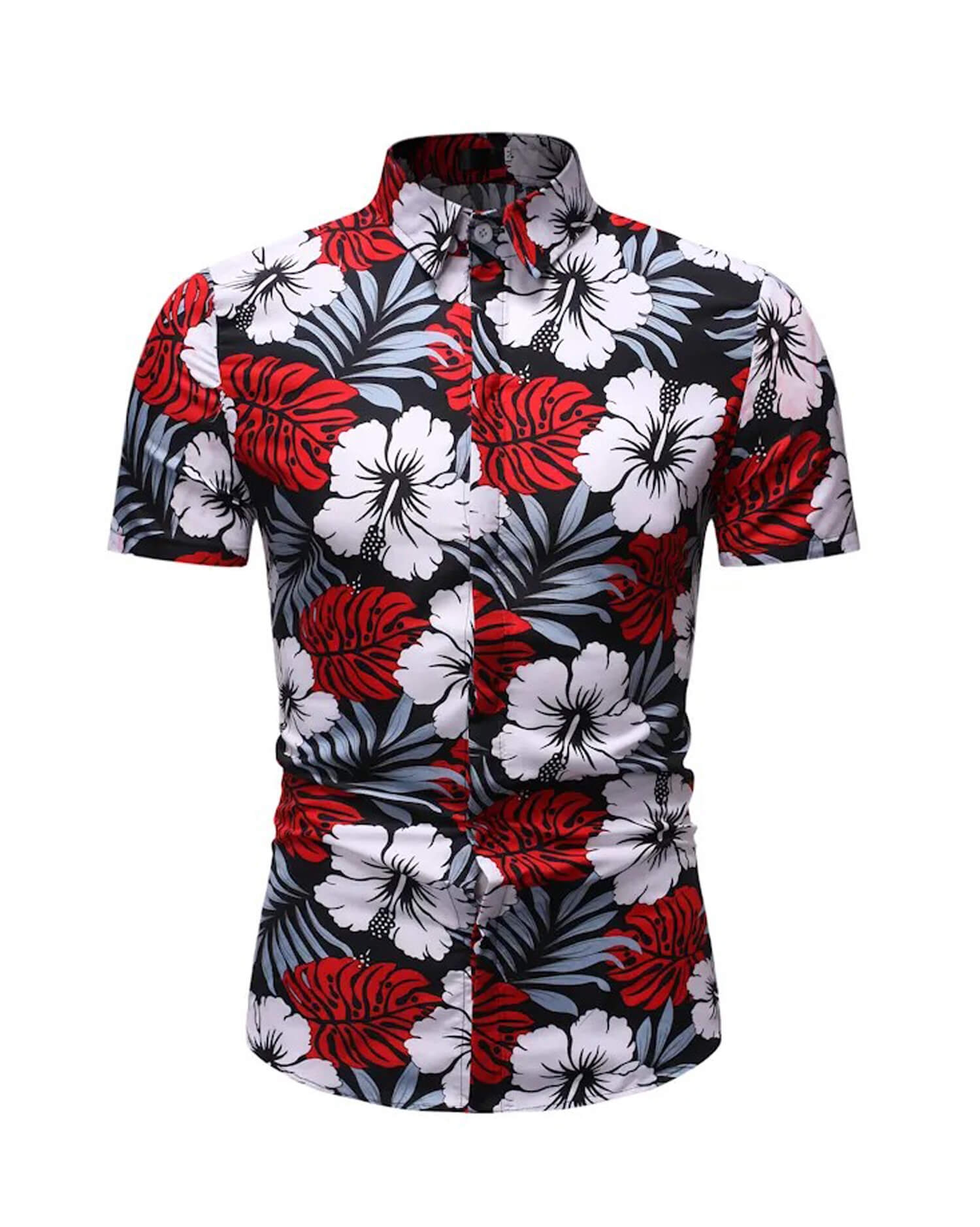 Men's Floral Print Short Sleeve Shirt - Hawaiian Style With Casual Button Down