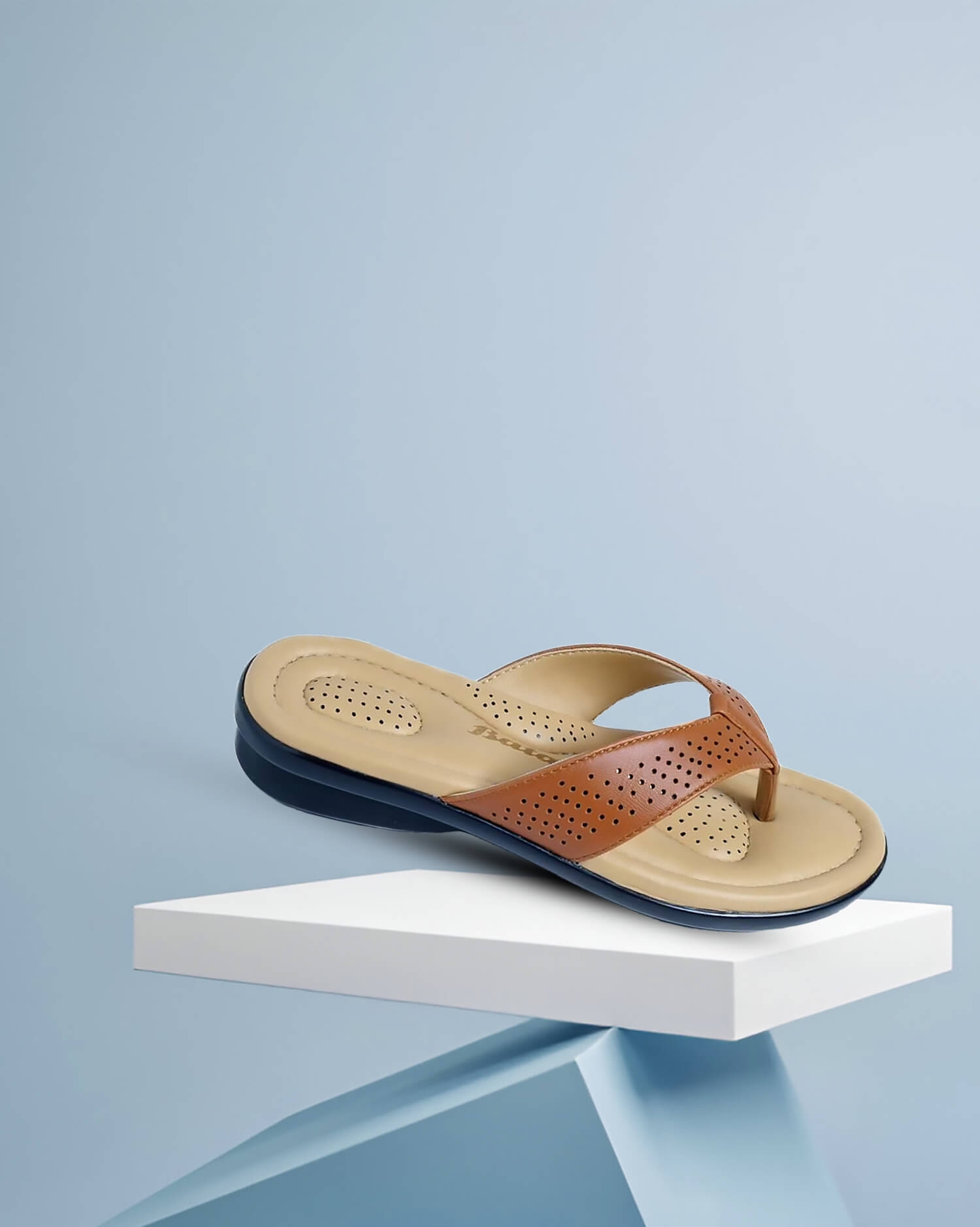 Women's StylishTan Perforated Comfort Thong Sandals- premium quality and comfort