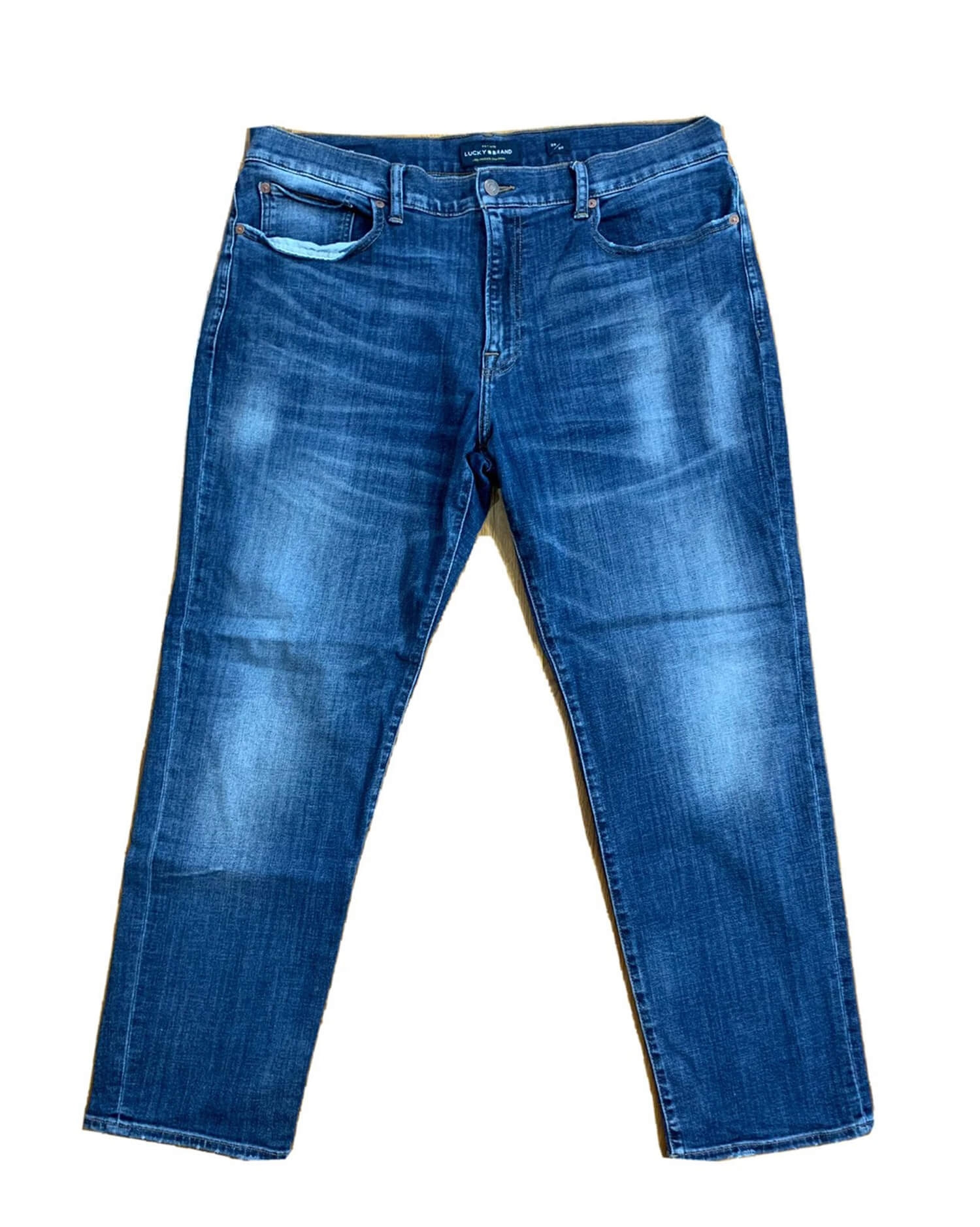 Men's Mid-Wash Blue Denim Jeans - Slim Straight Fit Casual Style