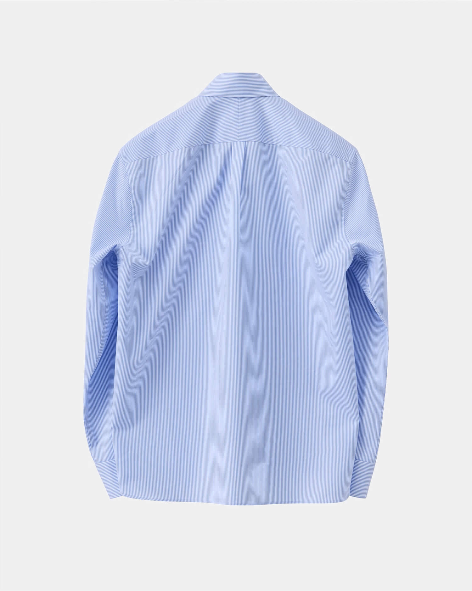 Men's Light Blue Pinstripe Long Sleeve Casual Shirt with Chest Pocket