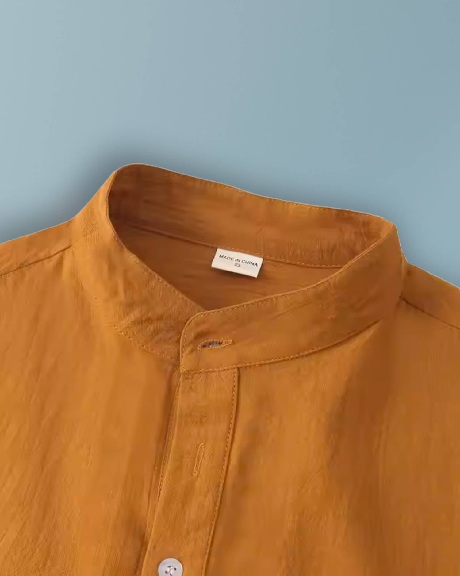 Men's Short-Sleeved Band Collar Shirt - Casual Summer T-shirt with Henley Top