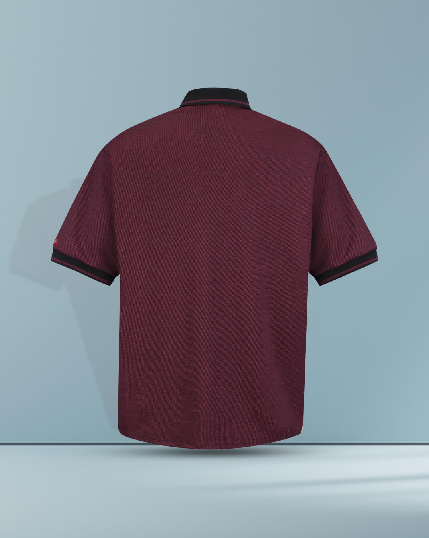 Men's Performance Polo Shirt - Speckled Burgundy with Contrast Collar & Pocket