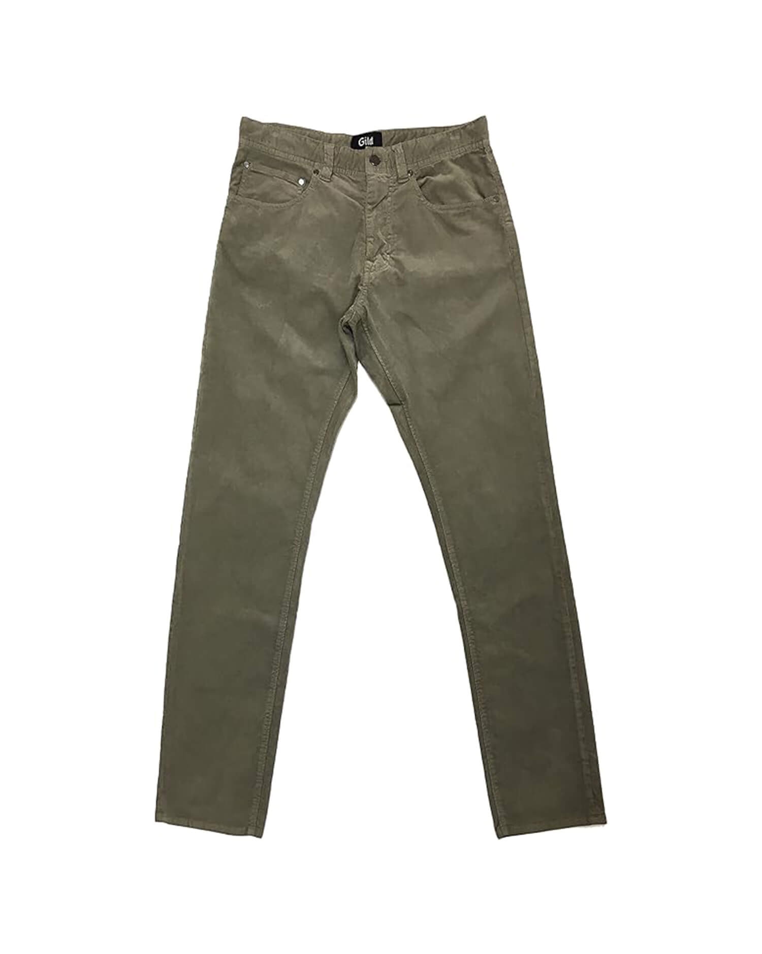 Men's Olive Green Corduroy Pants - Classic Five-Pocket Design