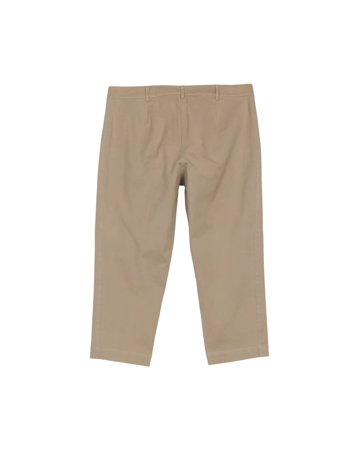Cropped Beige Casual Trousers - Lightweight Cotton Blend
