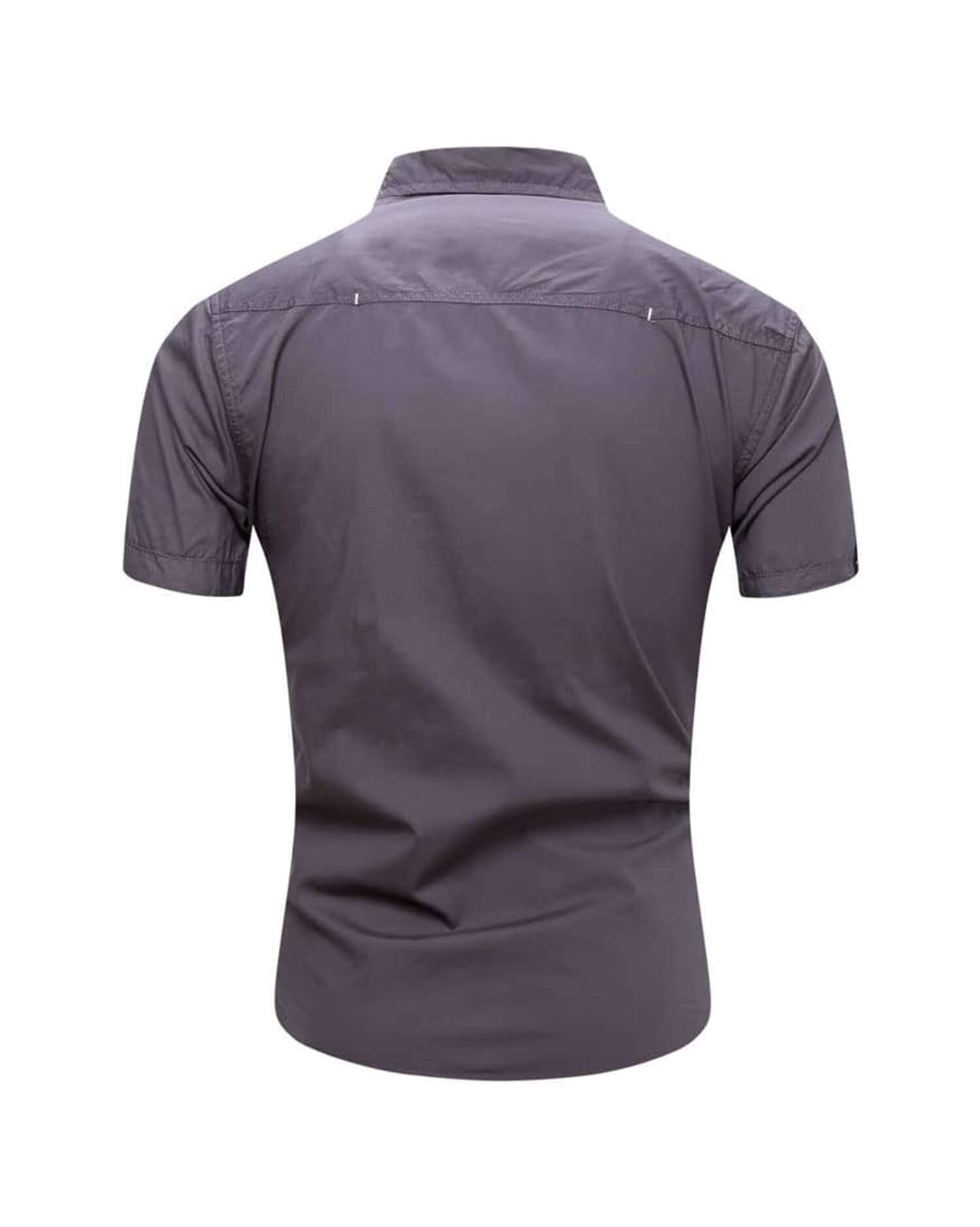Men's Grey Military Style Short Sleeve Shirt - Utility Pockets