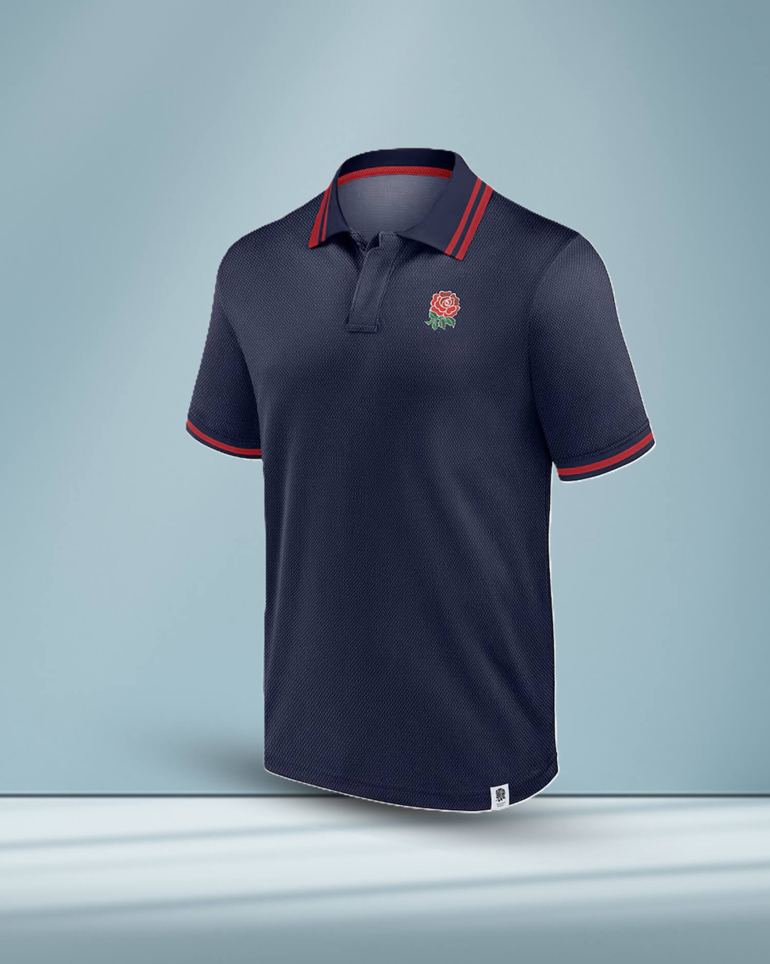 Official England Rugby Men's Navy Performance Polo Shirt - Textured Fundamentals Collection