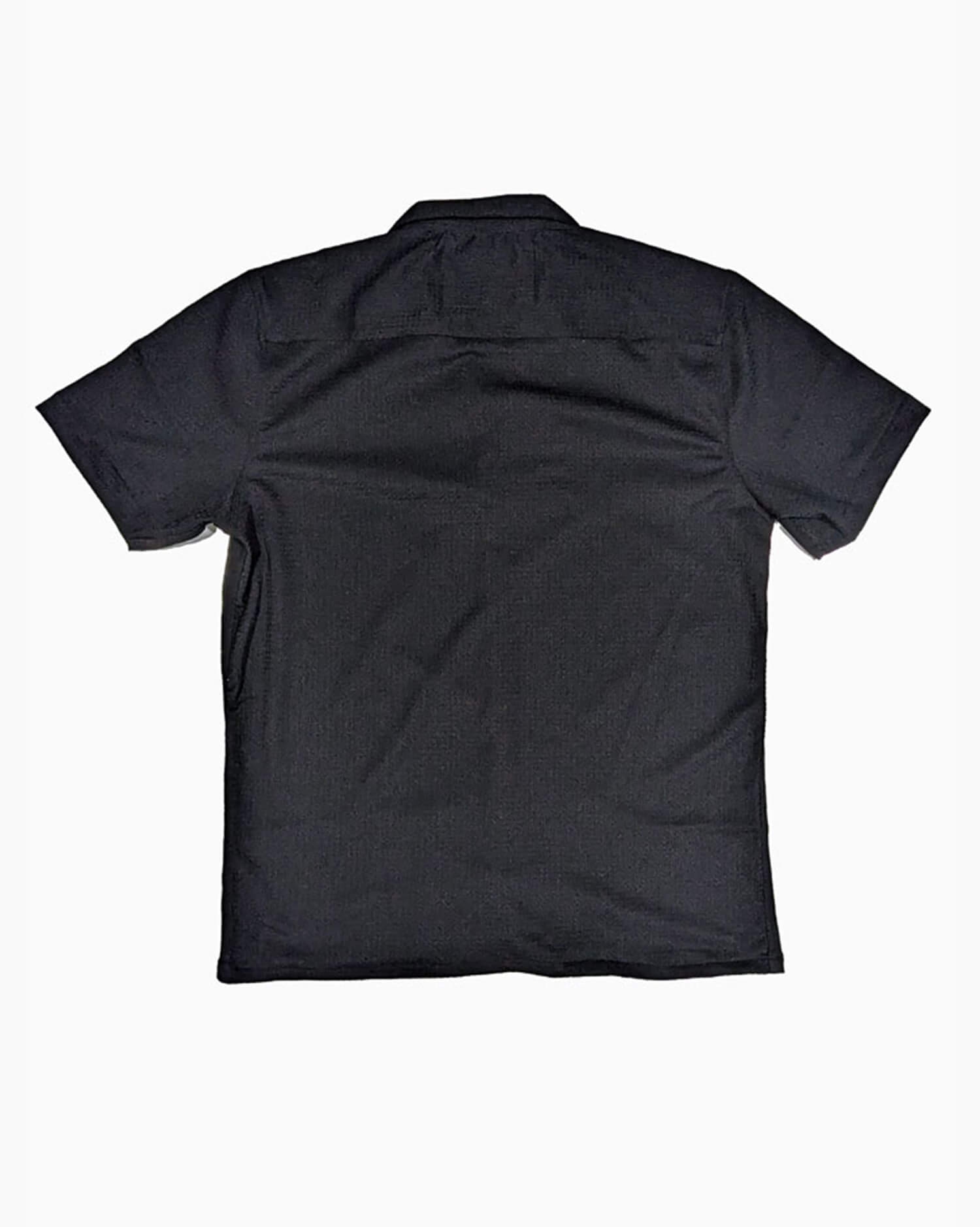 Men's Black Camp Collar Short Sleeve Shirt - Retro Bowling Style