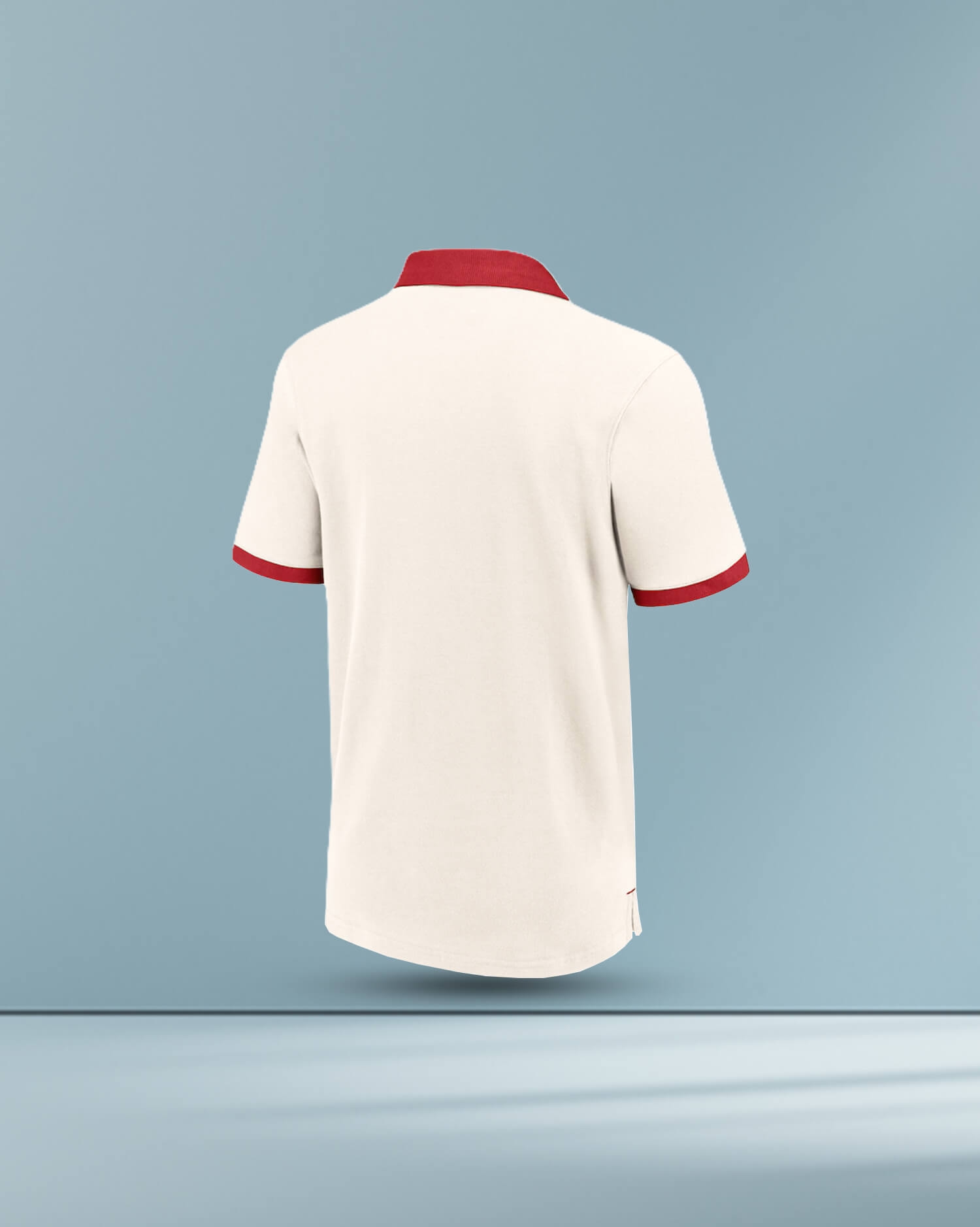 Men's Classic Cream Polo Shirt - Red Collar & Rose Emblem